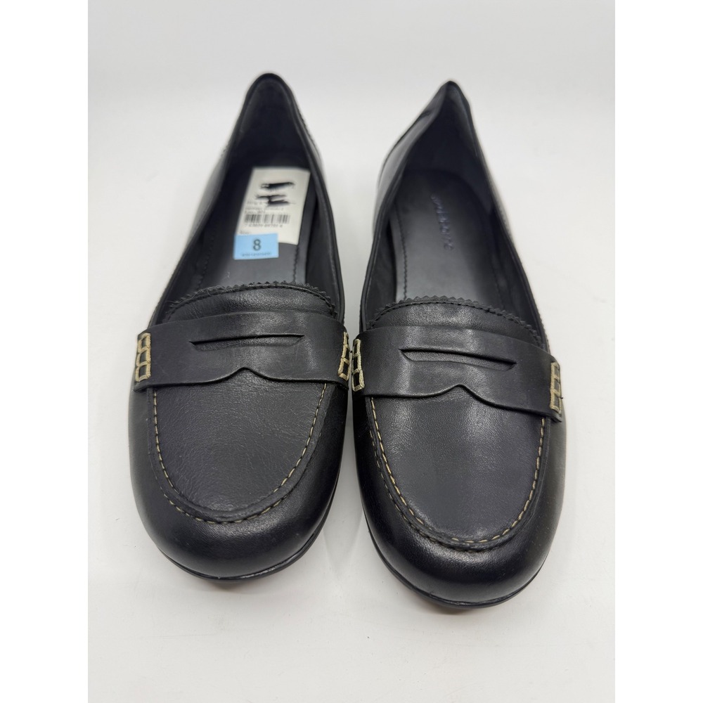 Liz Claiborne Afton Black Matte Leather Penny Loafers Flats Womens‎ 8 M 12800521